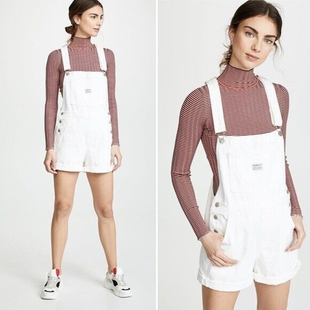 Levi’s Vintage Clean Sweep Shortalls Overalls White S M NWT